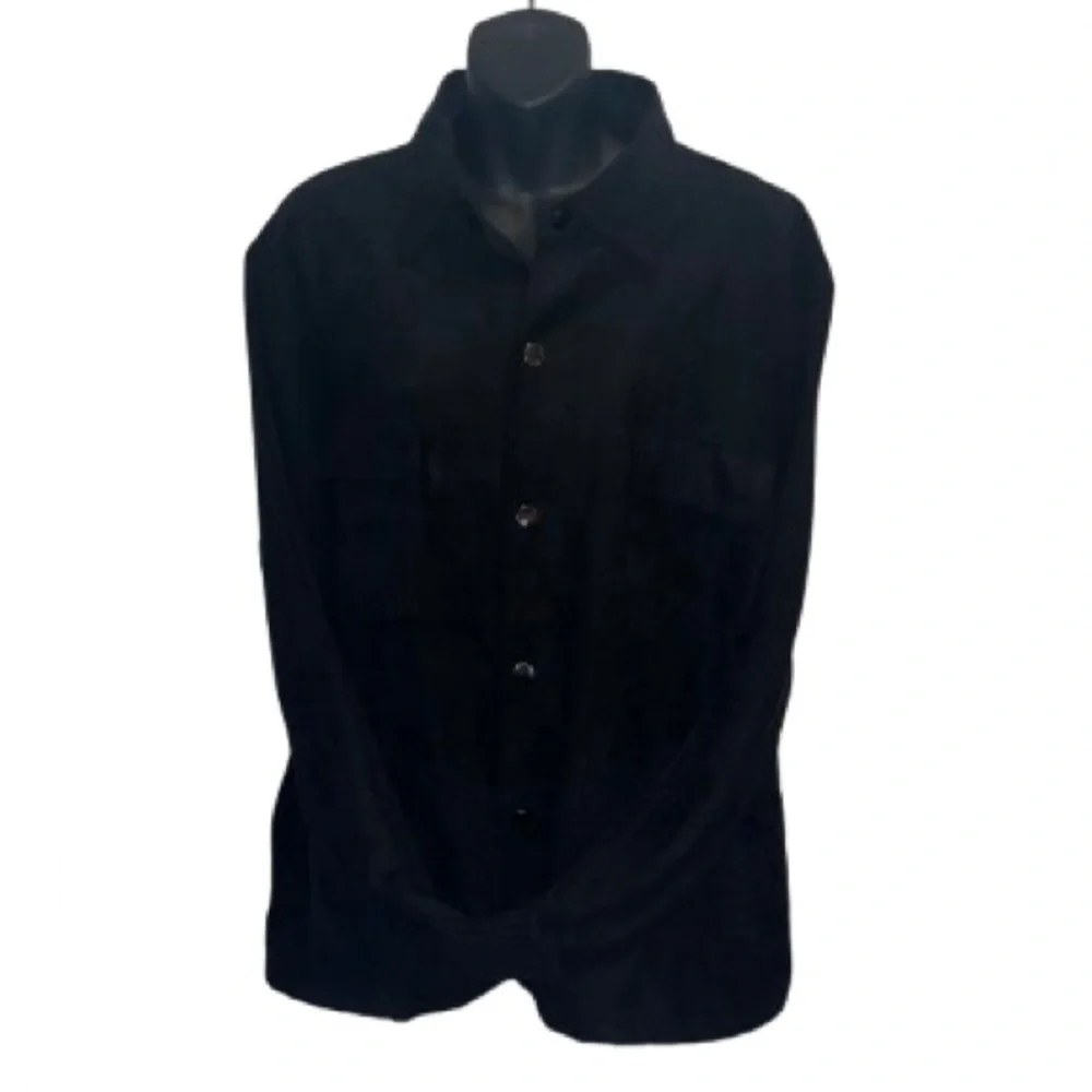 Black faux suede and knit button down shirt jacket size M